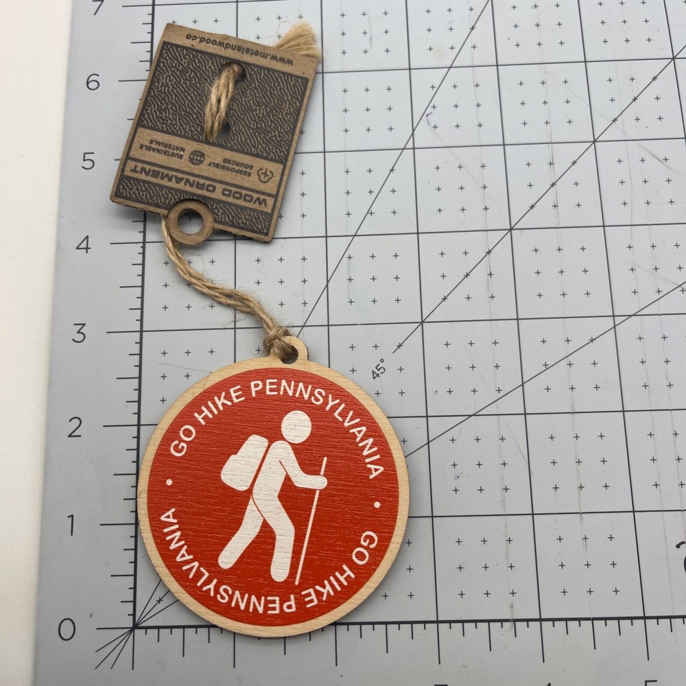Metal and Wood Co Ornament Travel‎ Pennsylvania PA Go Hike Pennsylvania